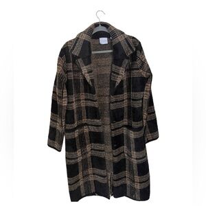 NWOT CYRUS FRONT PATCH POCKET GOTH PLAID MID LENGTH COAT SIZE MEDIUM